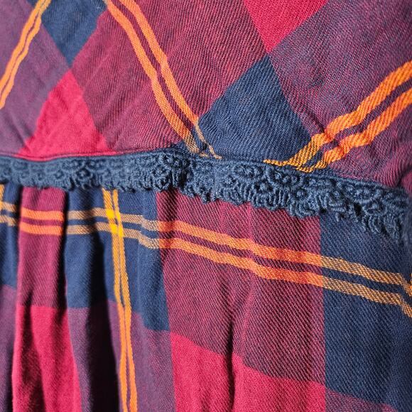 Soft Surroundings Ellesmere Double Flannel Long Sleeve Button Medium Crochet Top - Picture 9 of 14